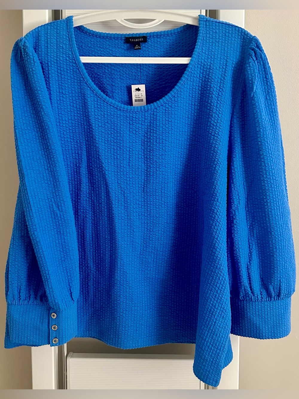 Talbots Vibrant Cobalt Textured Scoop-Neck Blouse